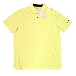 Nike Golf Dri-FIT Houndstooth Polo Shirt Mens Large Yellow NWT